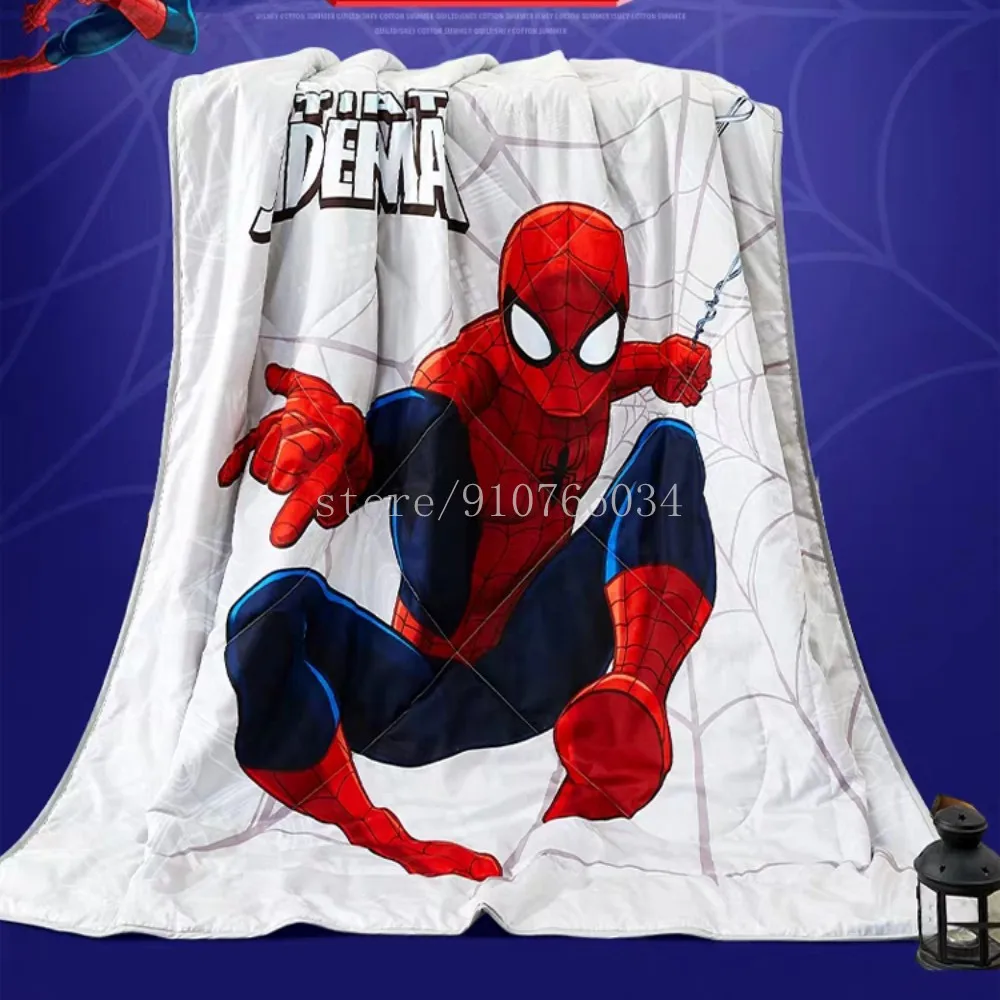 

Disney Avengers Spiderman Cotton Air-Conditioning Quilt for Children Cartoon Boys Pure Spring Summer Thin Quilt Machine Washable