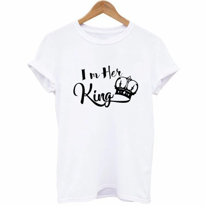 King queen Корона футболка с принтом Для женщин короткий рукав круглым вырезом