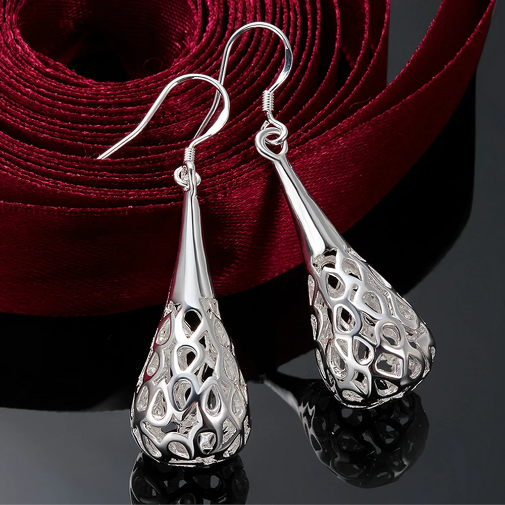 

Jewelry Accessories Fashion Accessories Hollow Teardrop Long Earrings Silver Plated Earrings Silver Plated Jewelry