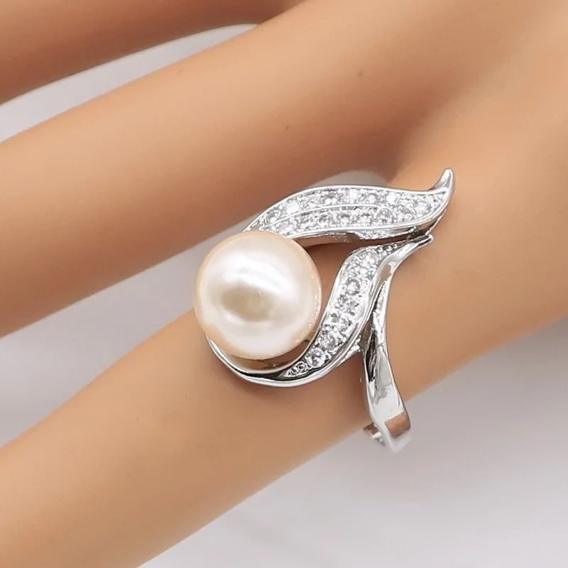 Розовый жемчуг 925 серебряные ювелирные наборы для женщин белый цирконий браслет