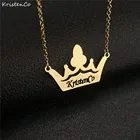 Ожерелье с подвеской в виде короны с именем на заказ от KristenCo, индивидуальная табличка с именем, ювелирные изделия для женщин, ожерелье, подарок
