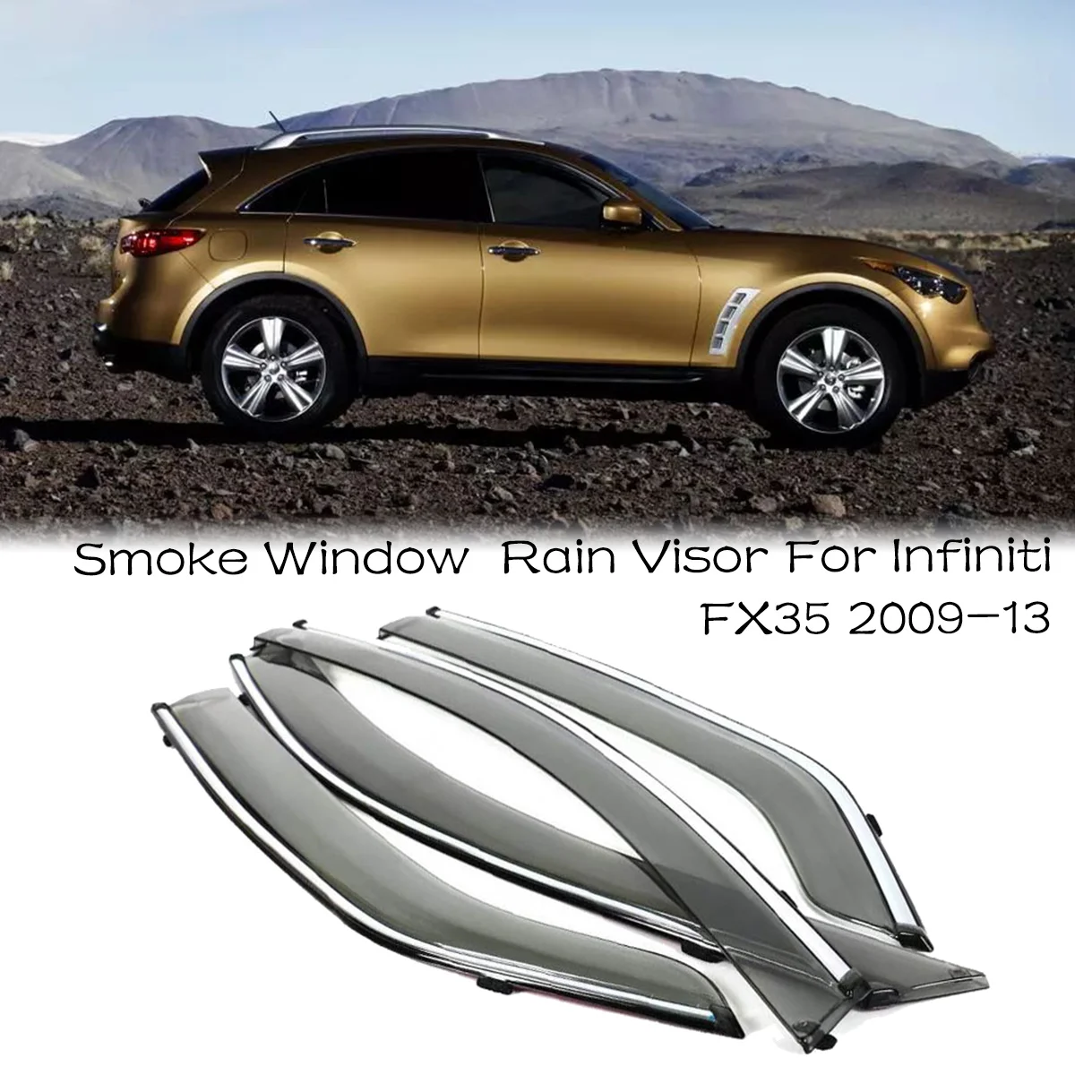 

4pcs Blade Side Windows Deflectors Door Sun Visor Shield For Infiniti FX35 2009-2012