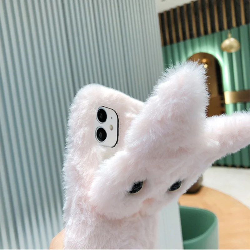 

Cute Plush Cat Furry Fluffy Silicone Phone Case For Xiaomi Mi 10T Lite Pro 5G 6.67inch Girl's Exclusive Winter Warm Fur Cover
