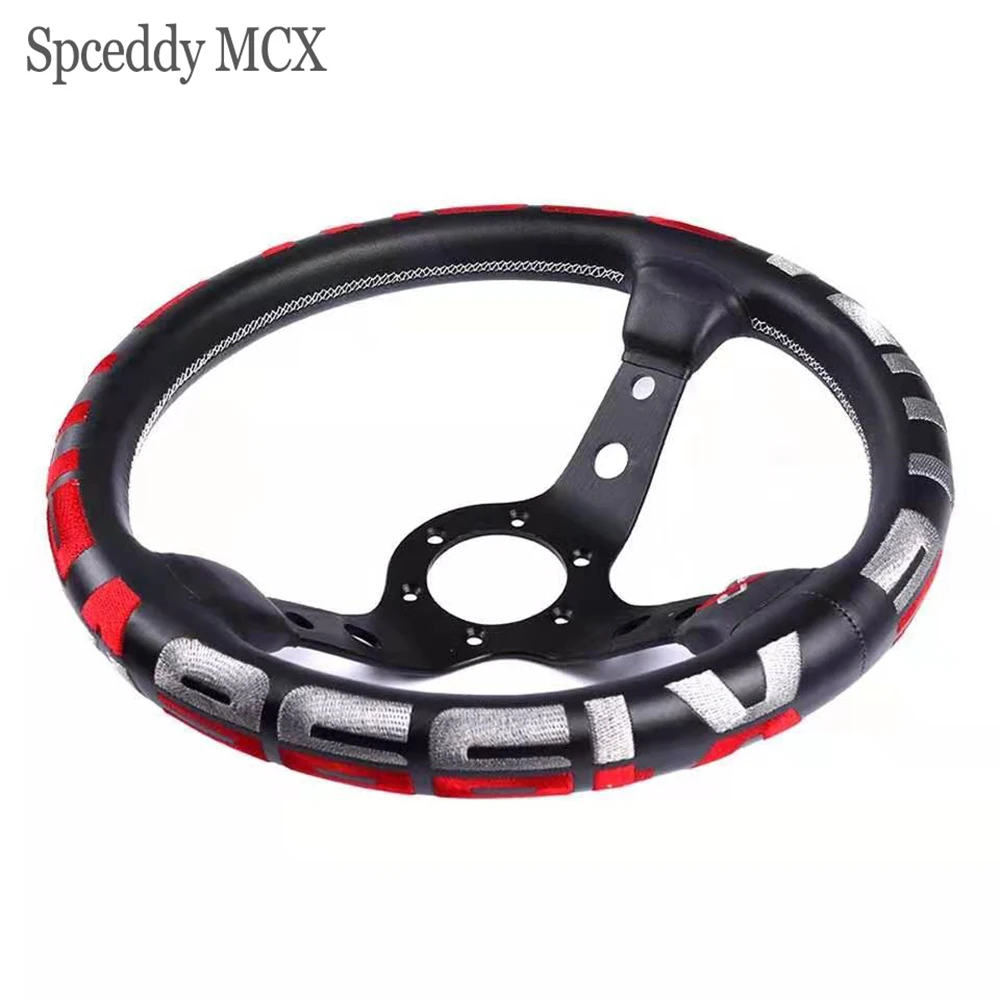 Spceddy MCX Универсальный 13 дюймов 330 мм Натуральная кожа гоночный руль вышивка