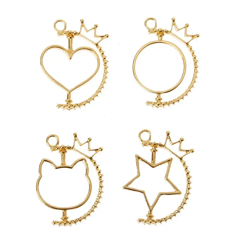 

Rotating Flame UV Resin DIY Keychain Pendant Open Bezel Setting Jewelry Making WXTE