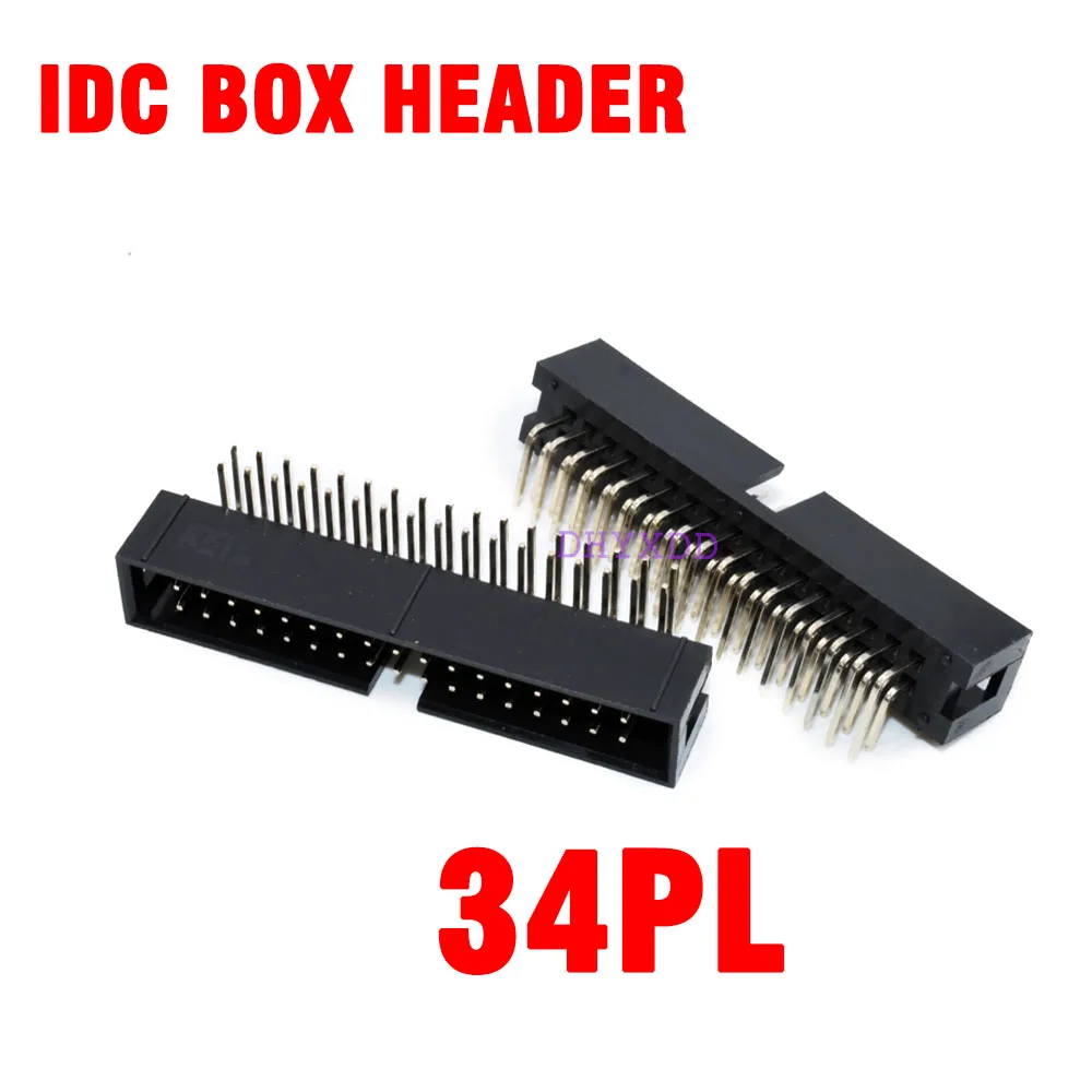 

10 шт. DC3 2x17 Pin 34 Pin 2,54 мм ISP Прямоугольный штекер с двумя отверстиями штекер IDC JTAG гнездо коробка разъем соединитель