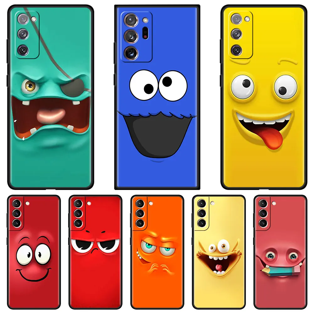 

Cute Cartoon Face Fitted Capa for Samsung S21 S20 FE Soft Phone Case For Galaxy S10 S9 S8 Plus S10e S7 Edge Tpu Cover