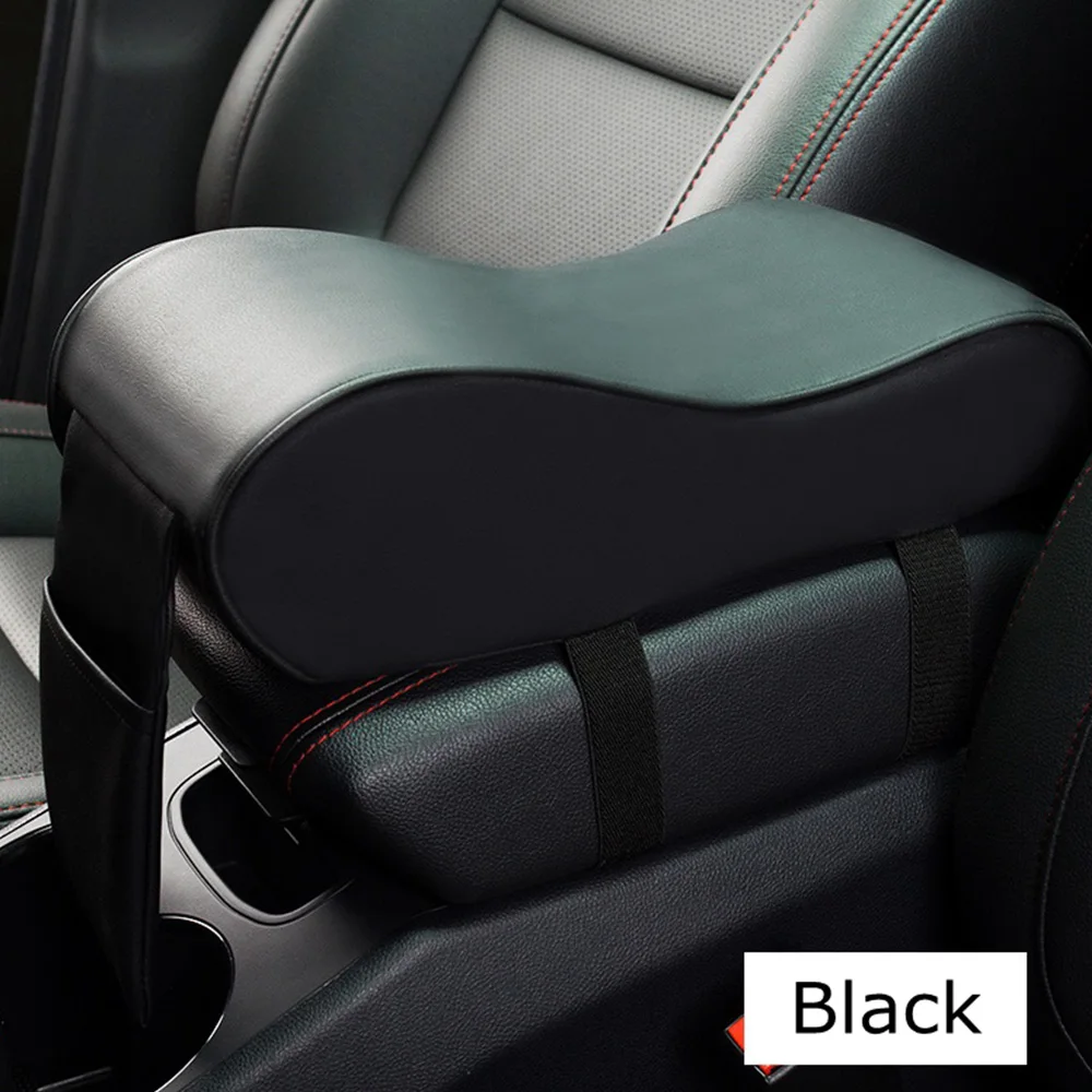 black Автомобильный подлокотник, новинка, кожаные универсальные авто подлокотники, автомобильная центральная консоль, подлокотник, сиденье, коробка, накладка, автомобильный защитный стиль - Название цвета: black