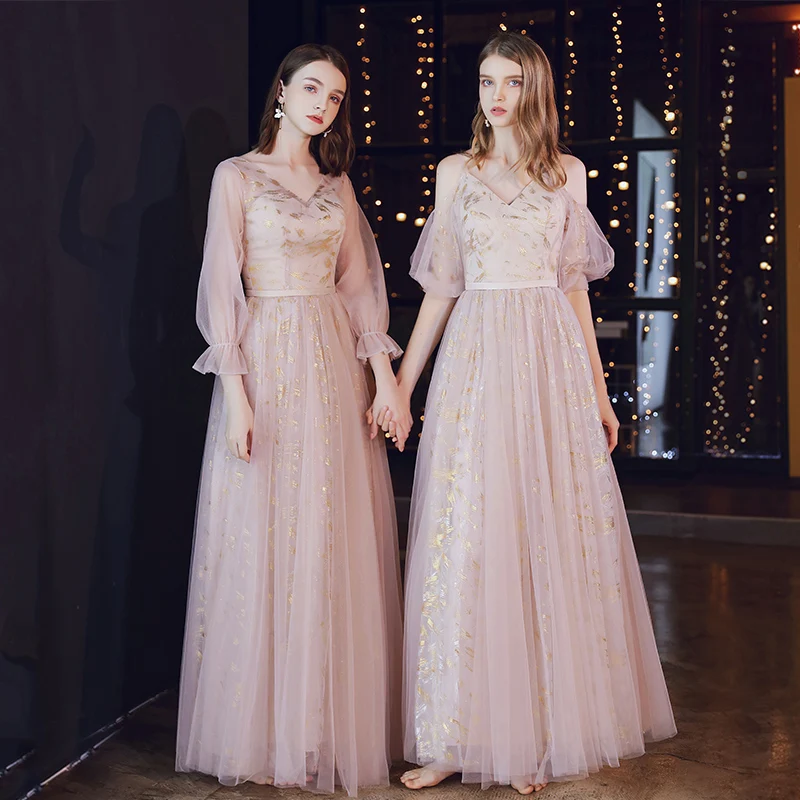 Элегантные розовые платья подружки невесты для свадьбы 2020 V образные длинные