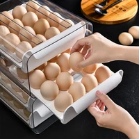 32 grid egg storage box refrigerator crisper portable picnic drawer easy organizer kitchen drawer transparent double layer box