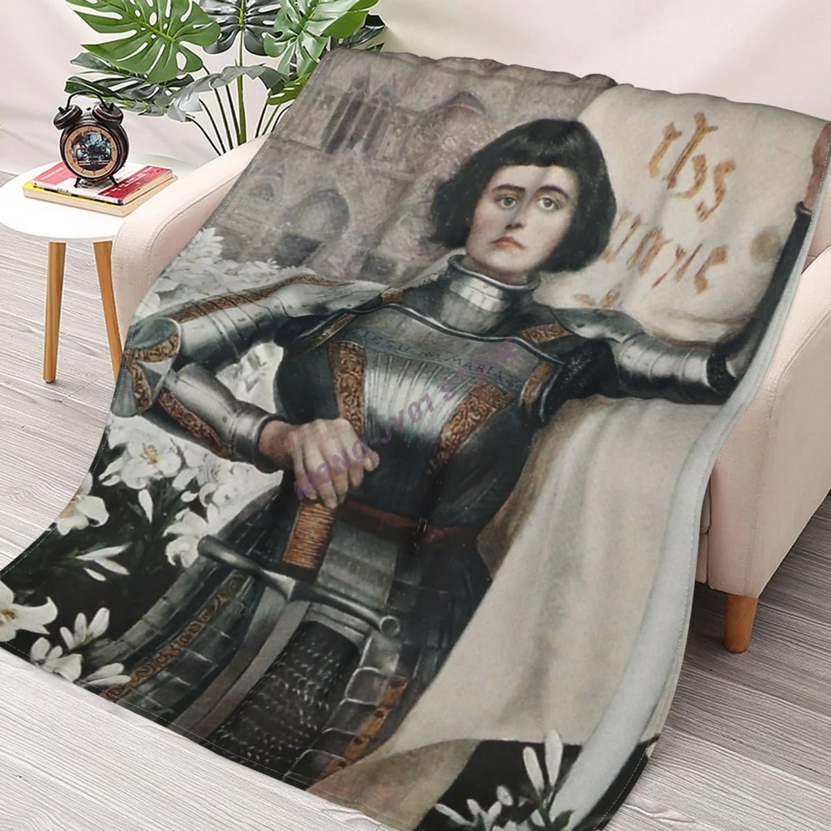 

A 1903 Engraving Of Joan Of Arc. Throw Blanket Sherpa Blanket cover Bedding soft Blankets