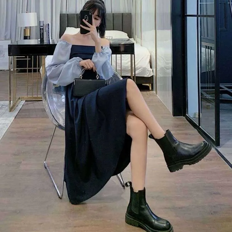 

Korean Elegant Sweet Lady Dresses Spring Autumn 2021 New Fashion Women'S Slim Long Sleeves Dress One-Piece French Party Office D