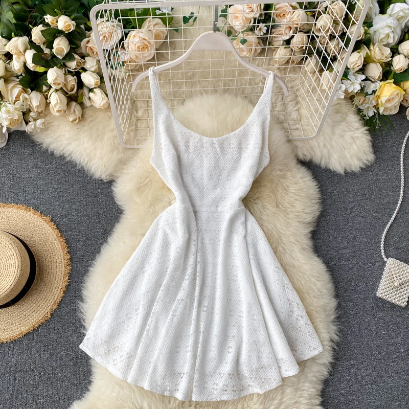 Платье SINGRAIN женское кружевное на бретелях однотонное вечернее ТРАПЕЦИЕВИДНОЕ