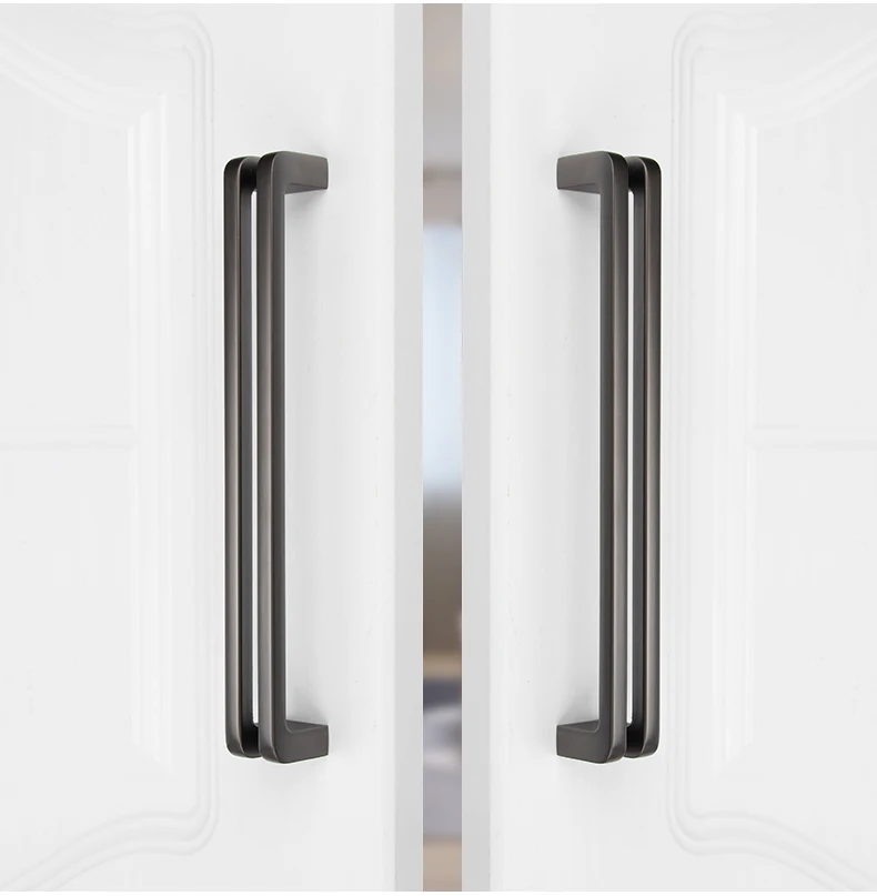 Современные ручки для кухонных шкафов WV полые дверей черный серый цвет 96 мм-160