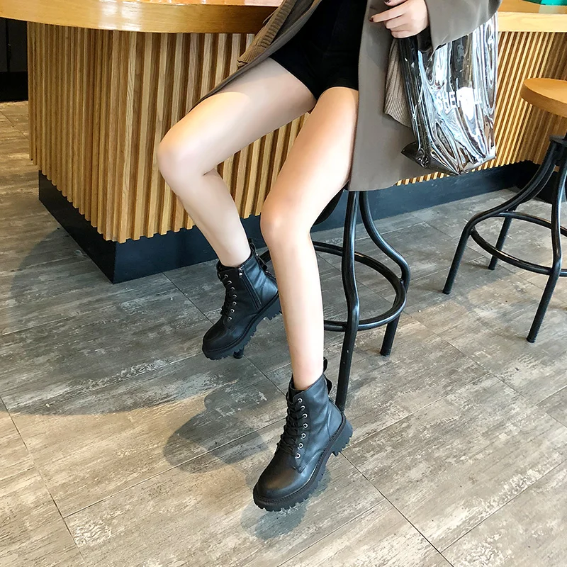 

Ankle Boots Women's Platform Shoes Women 2020 Autumn Winter Fashion Warm Fur PU Leather Martin Boots Women Non-slip Casual Shoes