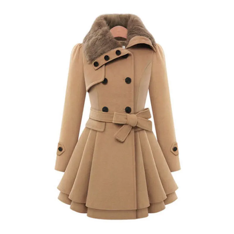 Женское шерстяное пальто длинное двубортное с лацканами утепленное приталенное