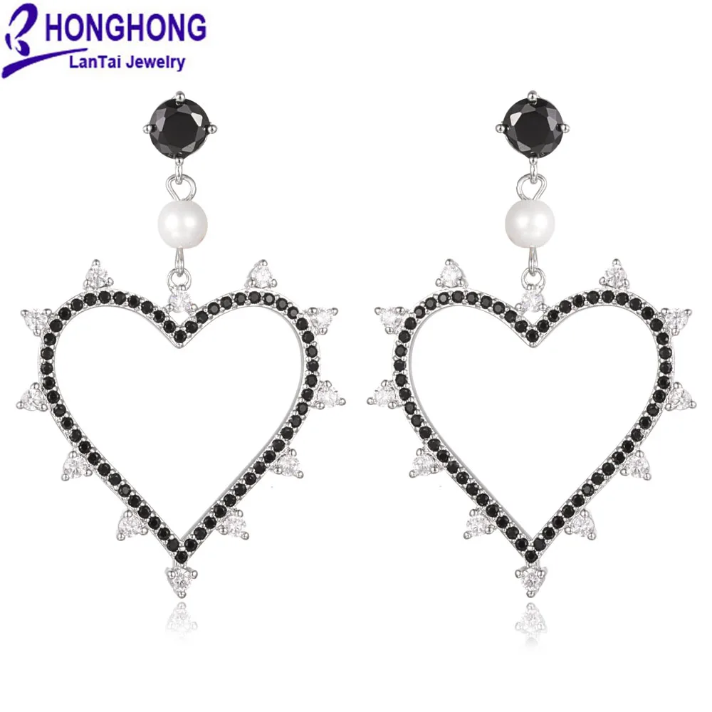 Женские серьги с подвеской в виде сердца из искусственного циркония