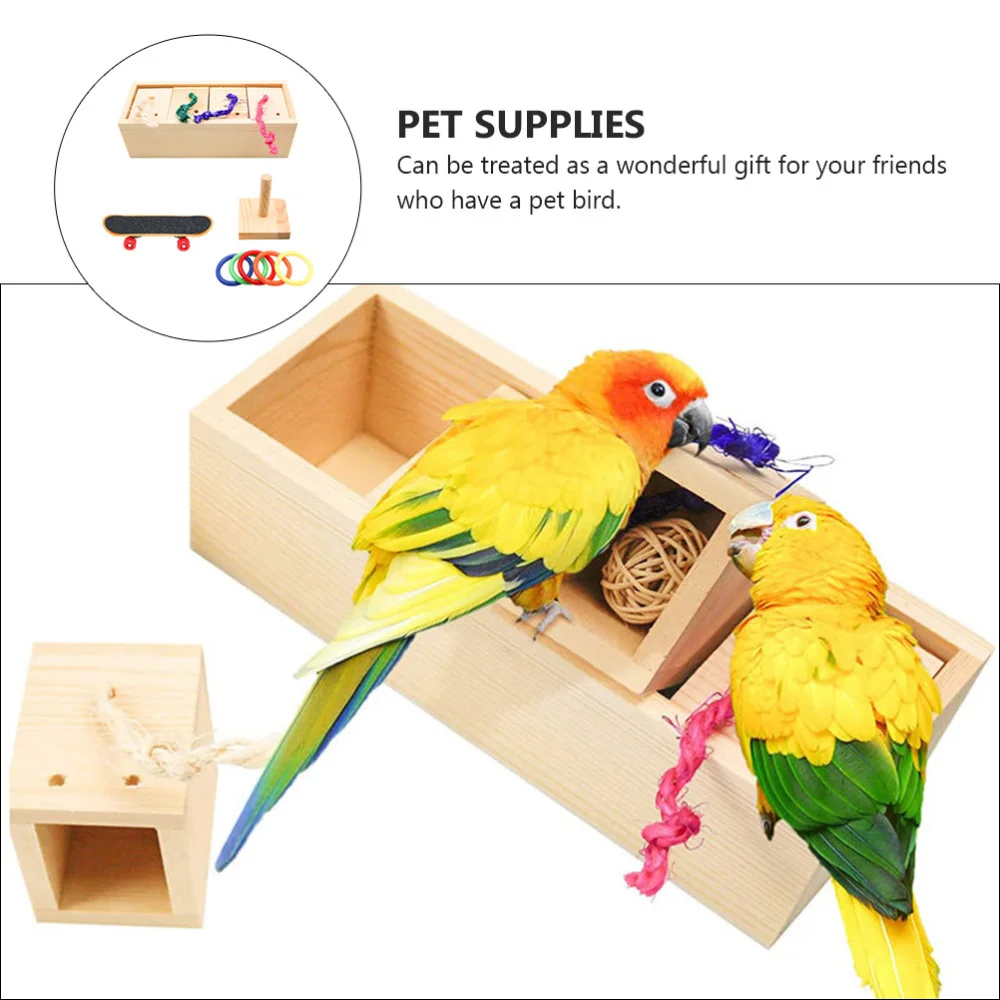 

1 Set Wooden Bird Playthings Educational Parrot Toys Bird Chewing Toys Pet Toys