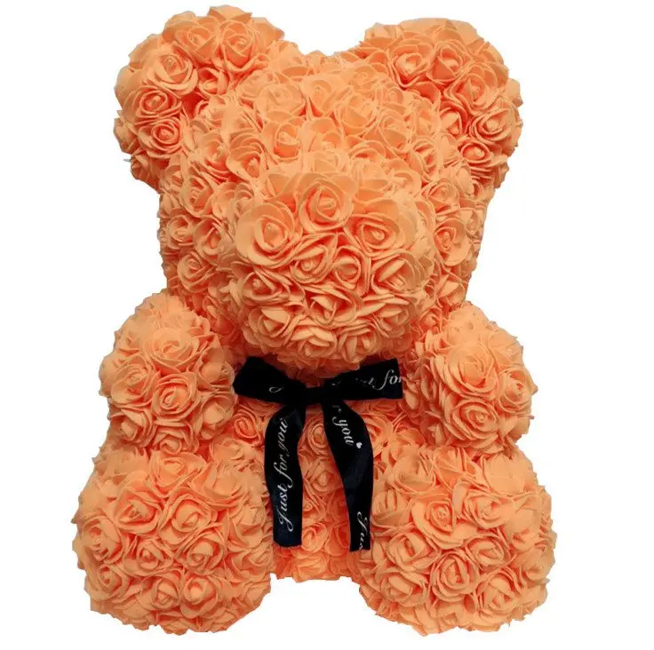 40cm orange bear Дешево 40 см красный медведь Роза плюшевый медведь Роза цветок искусственные украшения Рождественские подарки для женщин подарок на день Святого Валентина - Цвет: 40cm orange bear