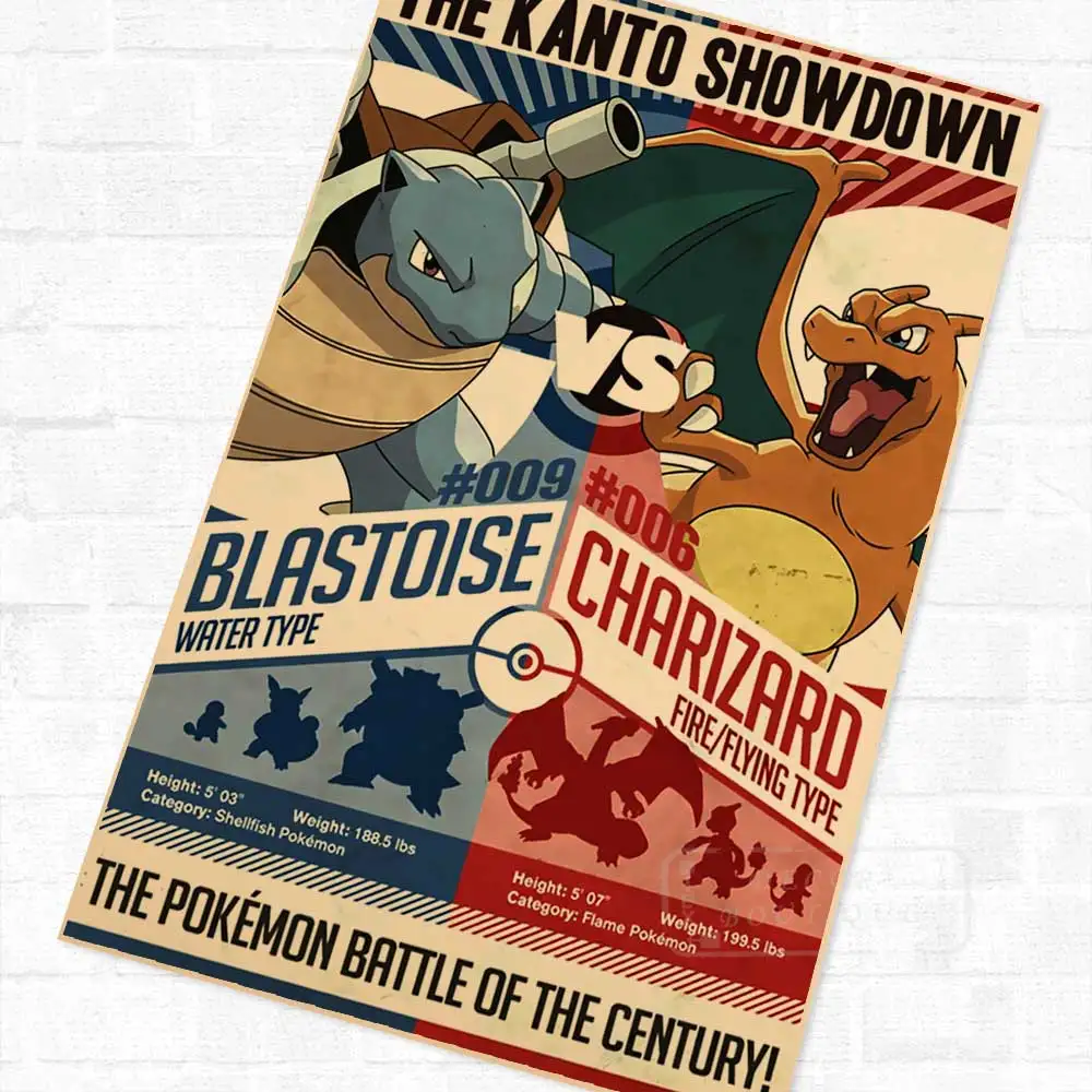 Покемон Центр карманные монстры мультфильм винтажный Ретро Крафт покрытый