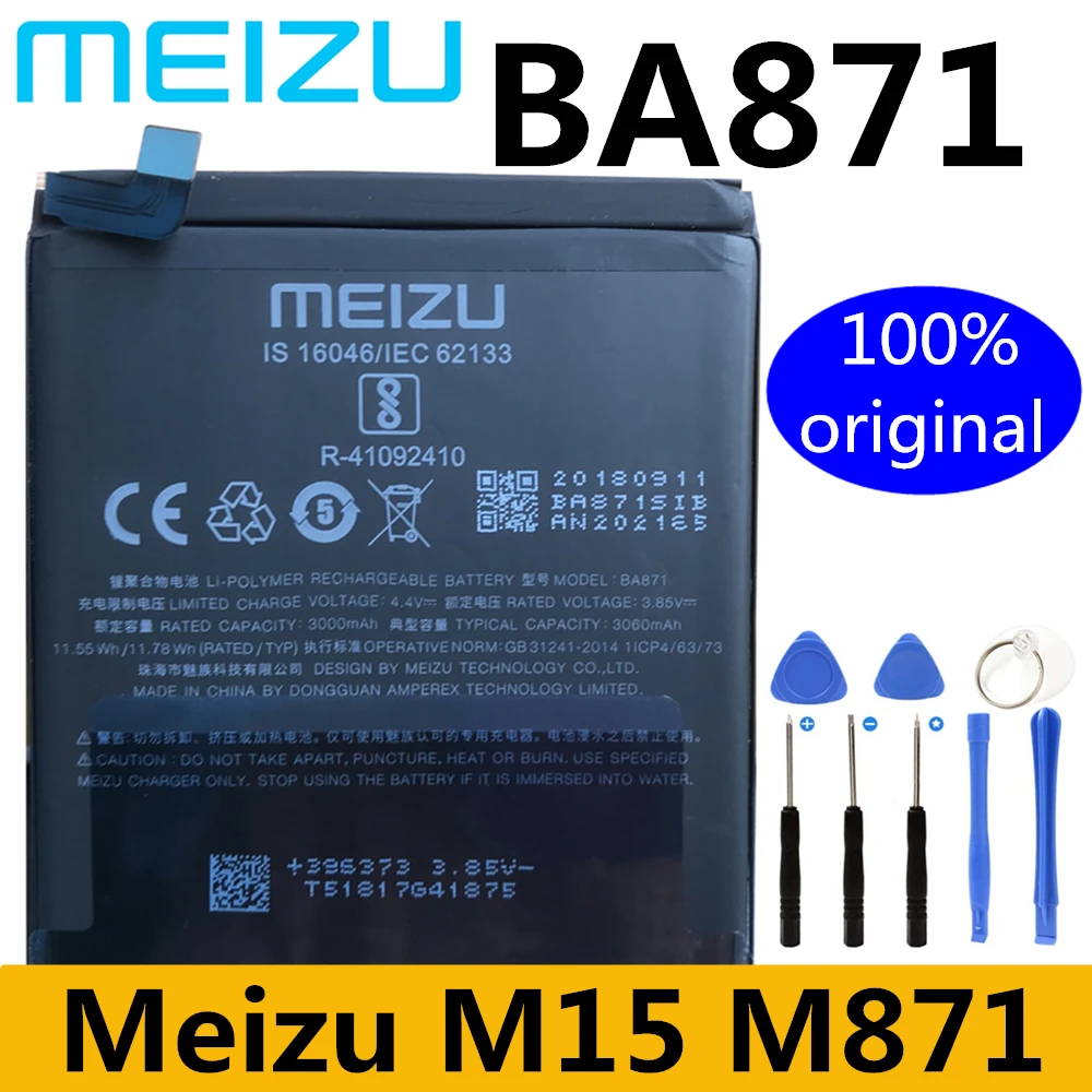 

Meizu New Original BA871 Battery For MEIZU M15 M871 Series 3060mAh Smartphone High Quality Batteries