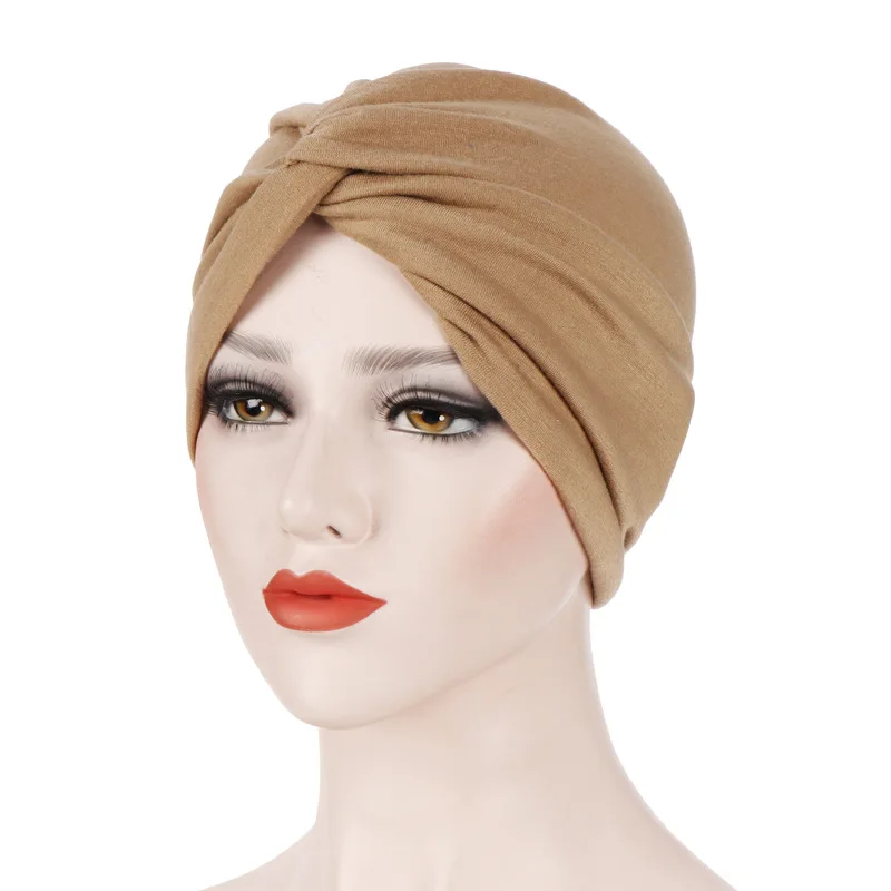 

New Elastic Cloth Forehead Cross Candy Color Twist Hat Bottom Indian Muslim Headband Free Shipping turbante tulband women
