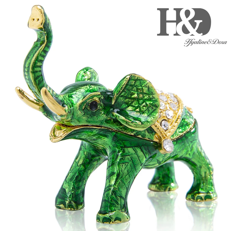 H & D статуэтка животного ручной работы зеленый в форме слона металлический брелок
