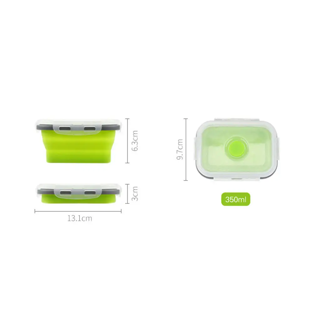 green 350ml Складной силиконовый Ланч-бокс складной для хранения корма контейнер складной Бенто-бокс миска для пикника кемпинга на открытом воздухе - Цвет: green 350ml