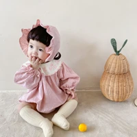 2022 spring and autumn newborn baby girl dresses baby loose embroidered collar long sleeve triangle romper jumpsuit