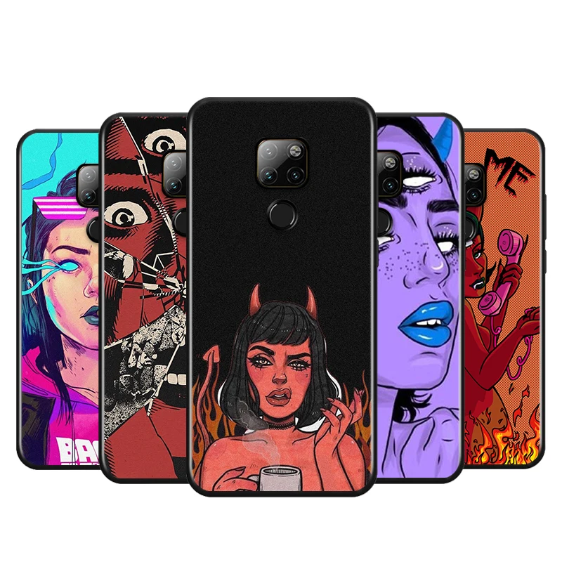 

Sexy Devil Woman For Huawei P Smart 2021 2020 Z S Plus Mate 40 RS 30 20 10 Pro Lite 2019 2018 Soft Phone Case