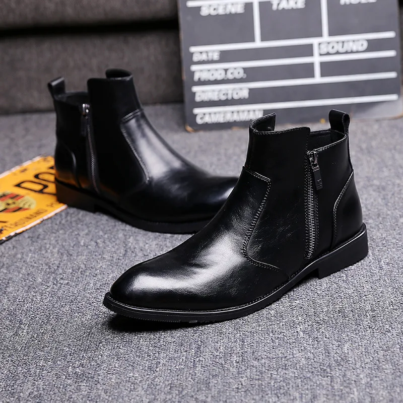 Мужские модные вечерние платья для ночного клуба обувь из коровьей кожи ботинки