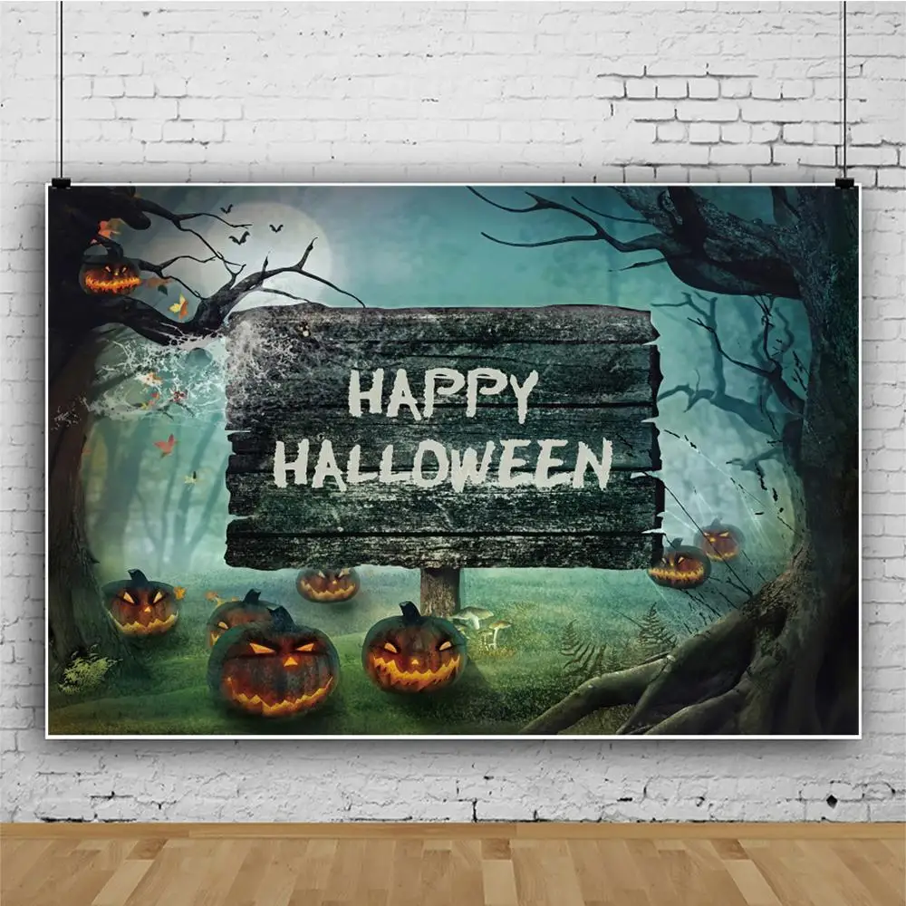 

Happy Halloween Pumpkin Lantern Branches Moon Baby Portrait Photography Backdrop Vinyl Photographic Background Photocall Prop