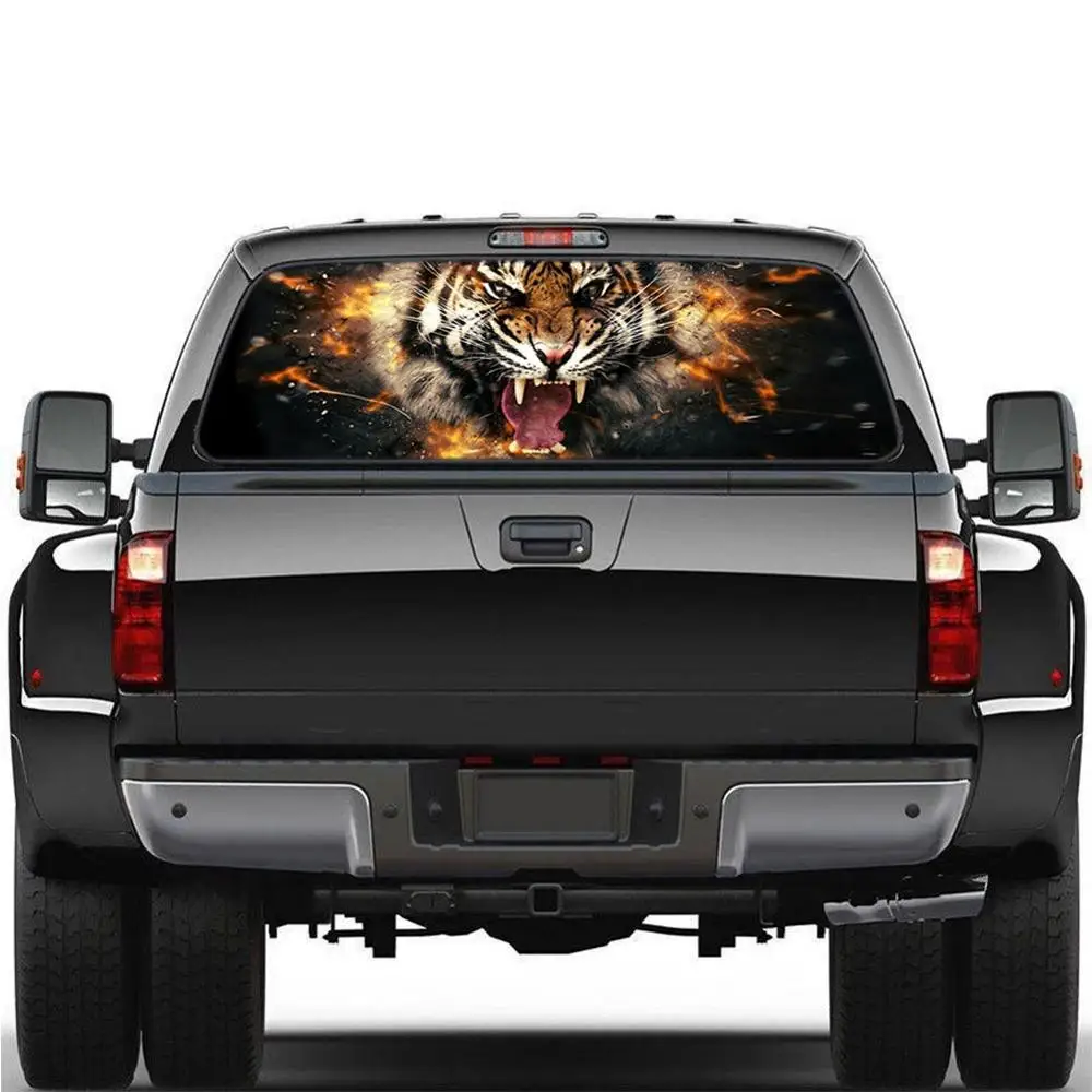 1 шт. автомобильная наклейка с головой тигра и пламени боковая дверь для
