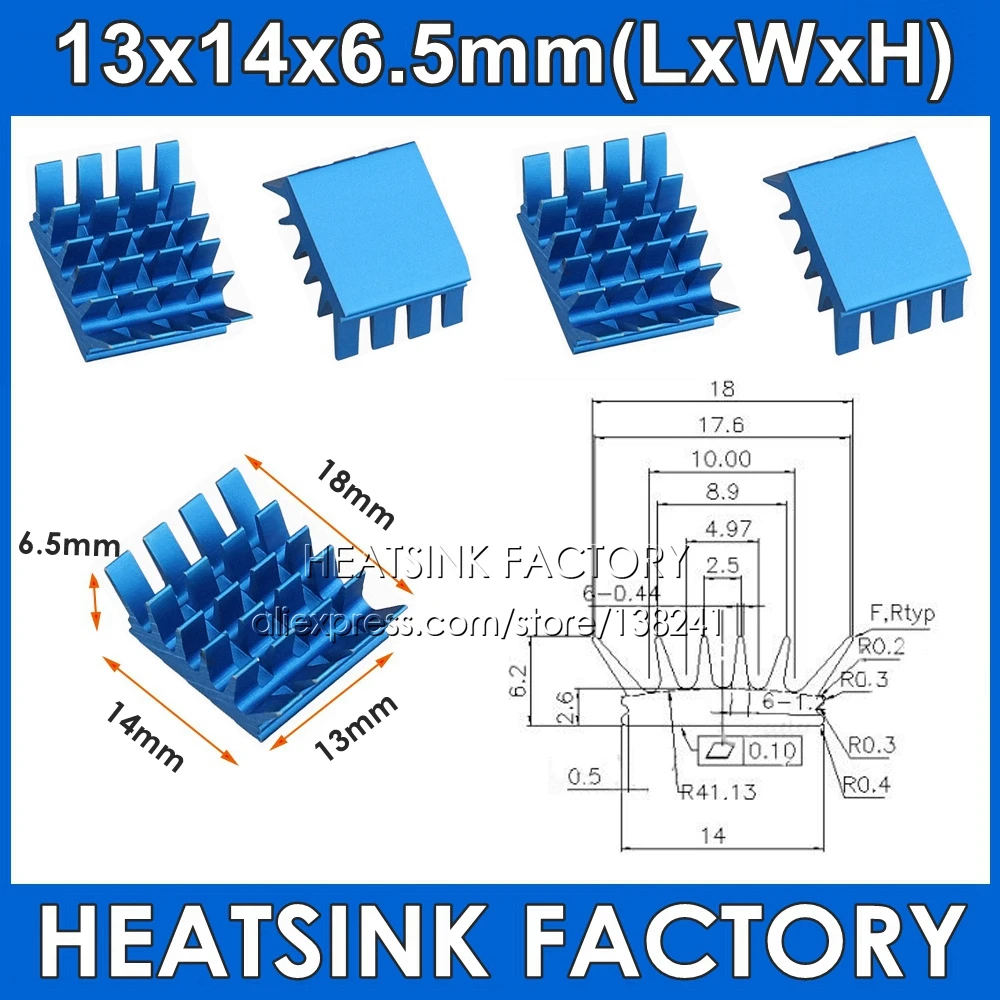 

10Pcs/Lot Aluminum Spiky Blue Cooling Cooler Heat Sink With Thermal Blue Double Sided Tape Applied