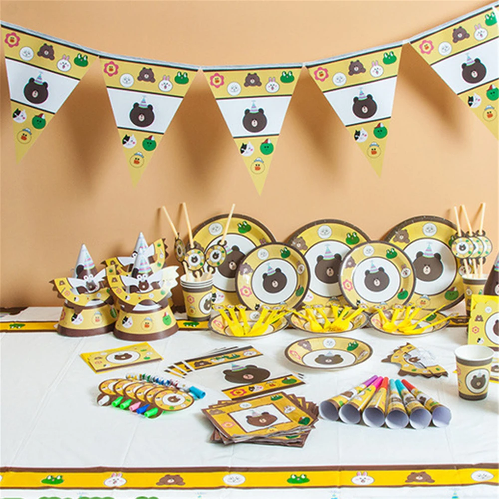 Коричневые мишки тематические праздничные товары для дня рождения вечеринки