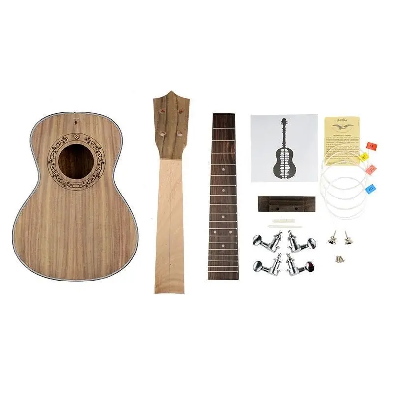23 дюйма Ukulele Luther DIY KIT тело концерта + шея колышки Струны гриф и т. Д. Комплект Белый