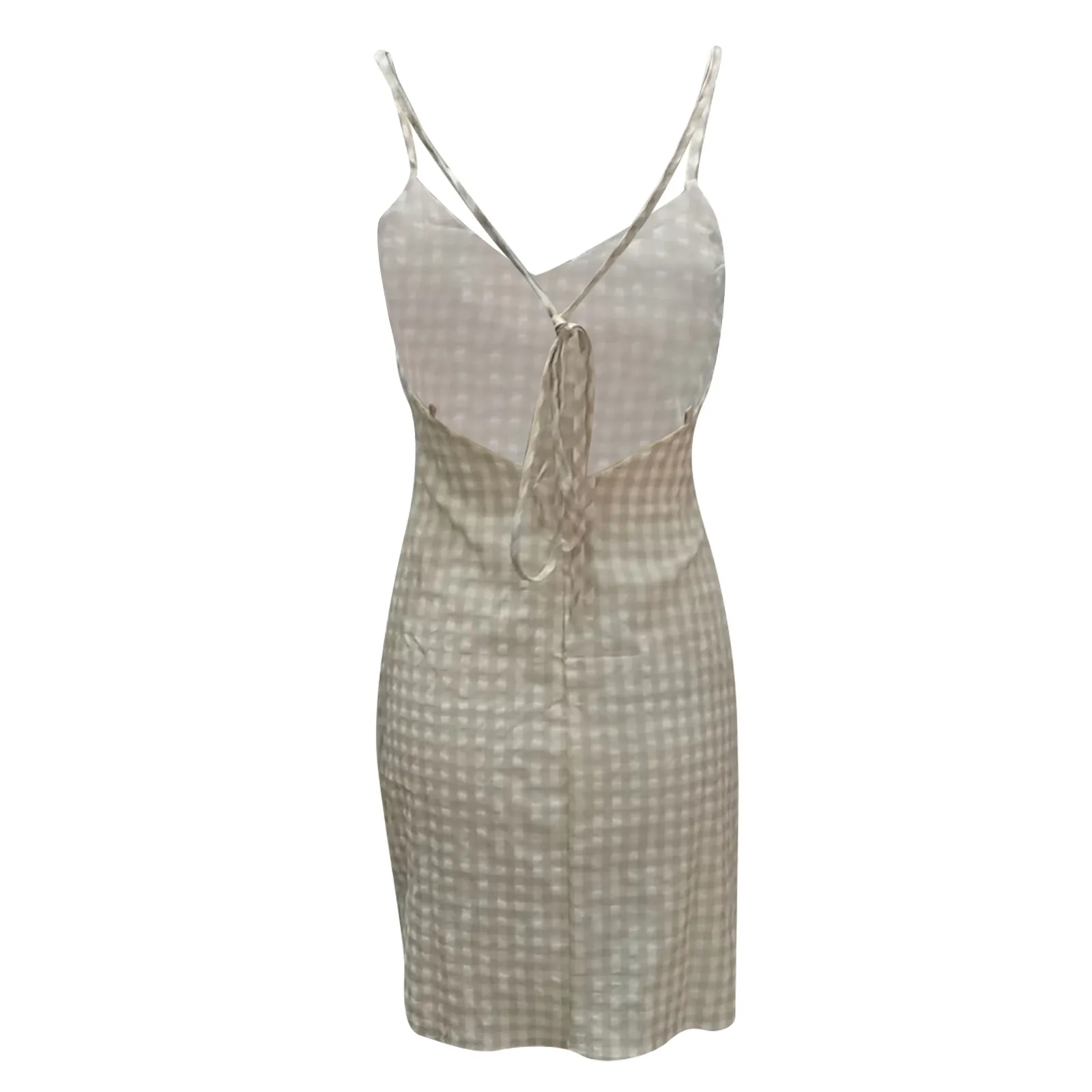 

Women Summer Pink Plaid Print Bodycon Sleeveless Sling Mini Dress Sexy Halter Dress Casual Party Elegant Vestido Dresses YK2