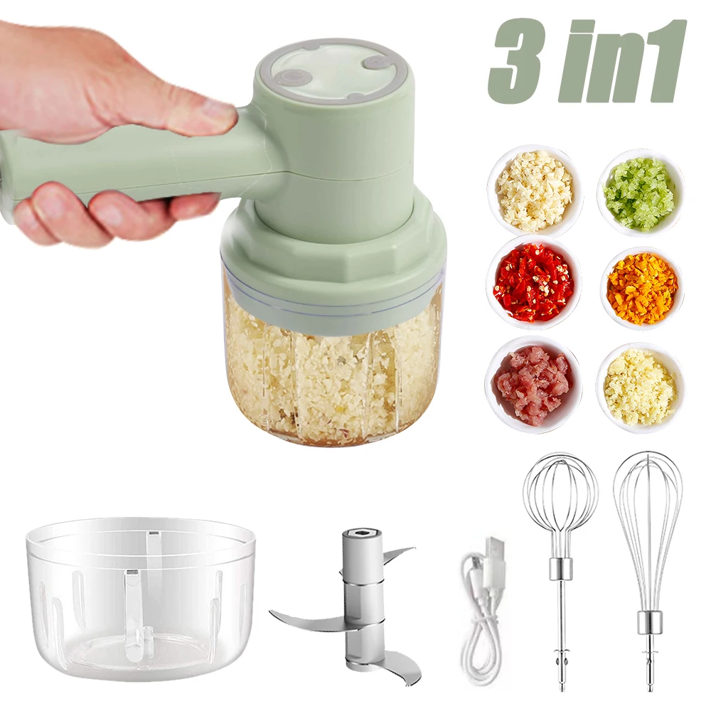 

Mini Electric Garlic Chopper Wireless Egg Tool with Vegetable Chopper Cream Cake Baking Dough Mixer Kitchen Crusher Accessories