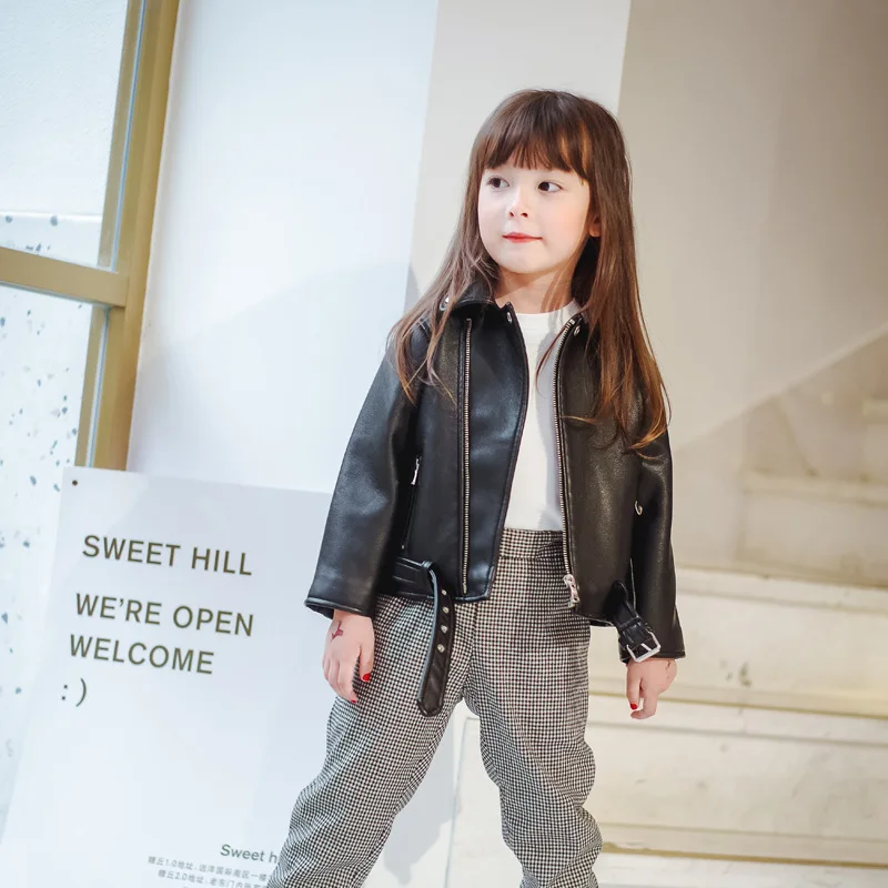 Family Matching Outfits Faux Leather Jacket Ladies PU Slim Black Zipper Biker Coat Mom and Me Outwear Coats Leather Jacket Women