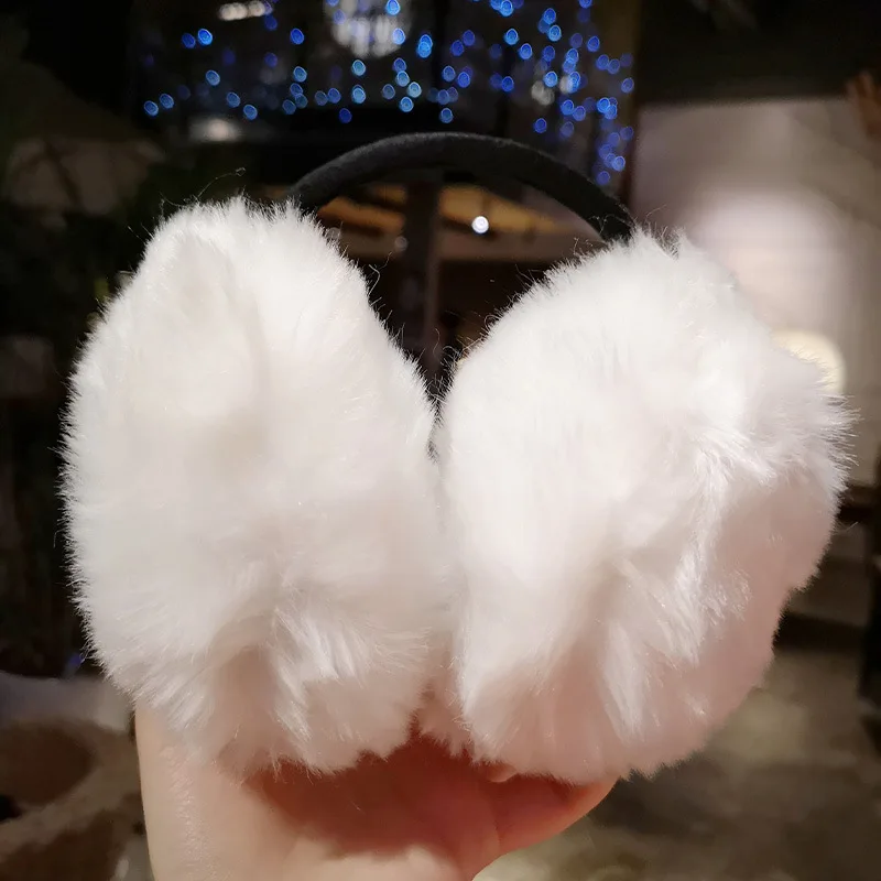 Детские наушники зимние аксессуары для женщин розовые плюшевые черные новинка