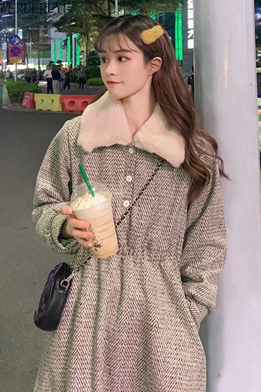 

WERUERUYU Fairy Vintage Dress Women Autumn Long Sleeve Retro French Warm Dress Female Casual Party Dress Korean 2020 Winter