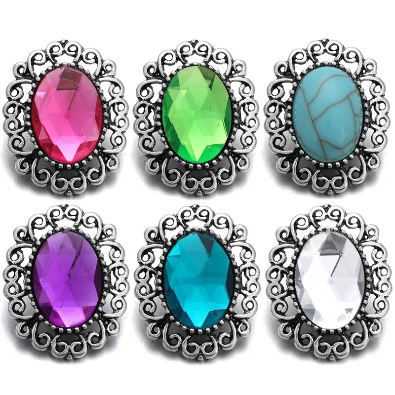 6 шт./лот новая кнопка-застежка 18 мм Стразы Кристалл овальная подходит для