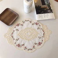 retro lace embroidery placemat coaster kitchen accessories non slip dining table decoration pads hollow craft coffee cup mats