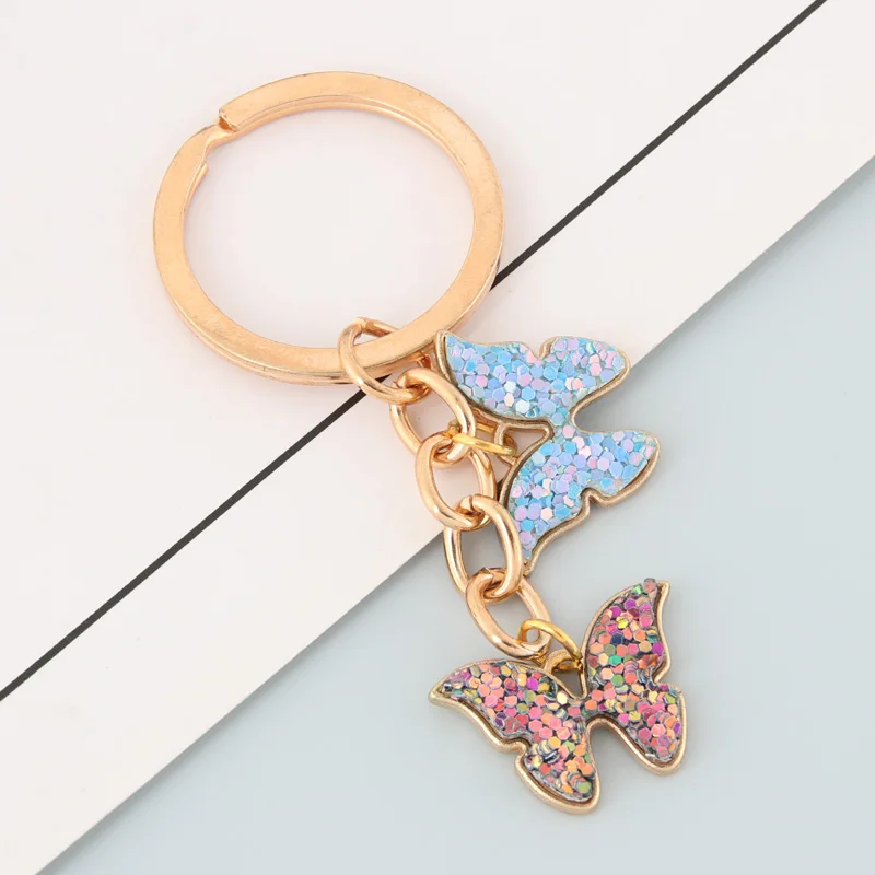 

New Colorful Enamel Butterfly Keychain Insects Car Key Women Bag Accessories Jewelry Gifts