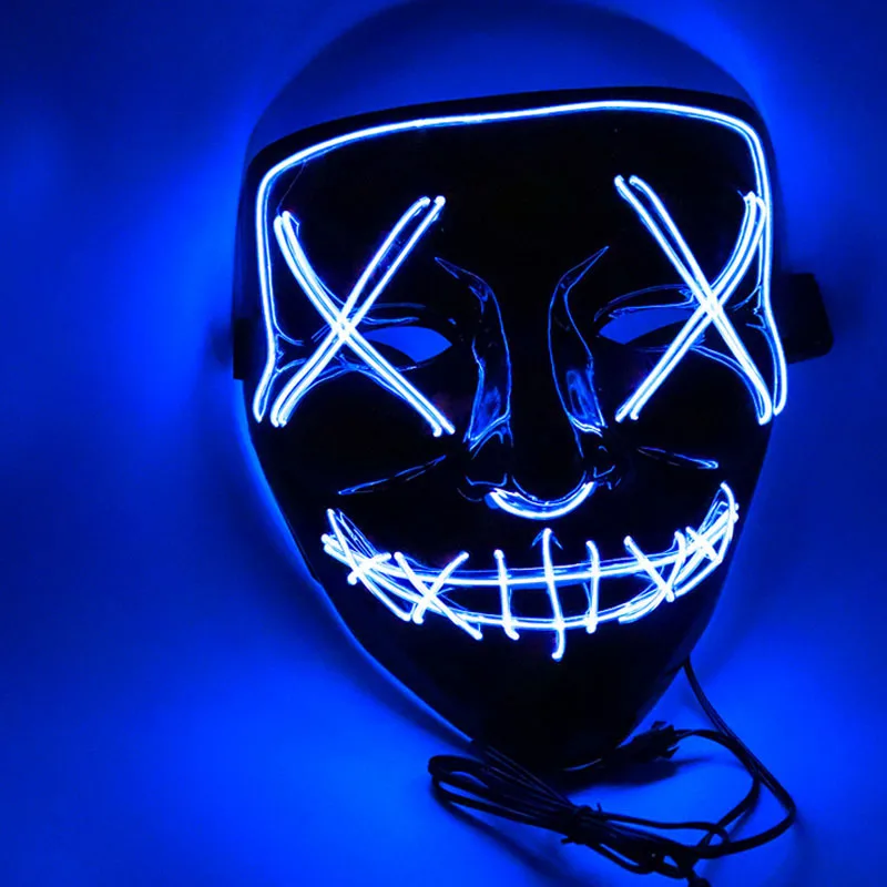 Halloween LED Mask Black Luminescent Light Neon DJ Party Holiday Activities Decorative Props 10 Colors Can Choose | Игрушки и хобби