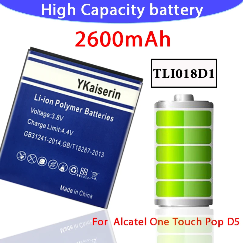 Аккумулятор для Alcatel TLi018D1 2600 мАч батарея One Touch Pop D5 Dual 5038x OT5038X 3 5015D OT 5016