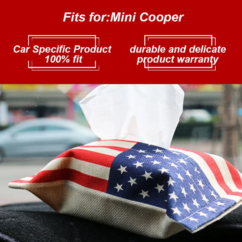 KJAUTOMAX For Mini Cooper Auto Interior Union Jack PU Leather Car Tissue Napkin Box Bag package Armrest box Storage | Автомобили и