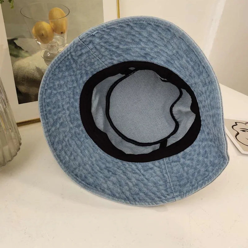 Панама женская джинсовая Складная с эффектом потертости шапка унисекс для