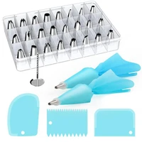 pastry sockets 32 pieces stainless steel diy kits 24 sockets 2 reusable socket pockets 2 couplers 1 nail 3 cream scraper
