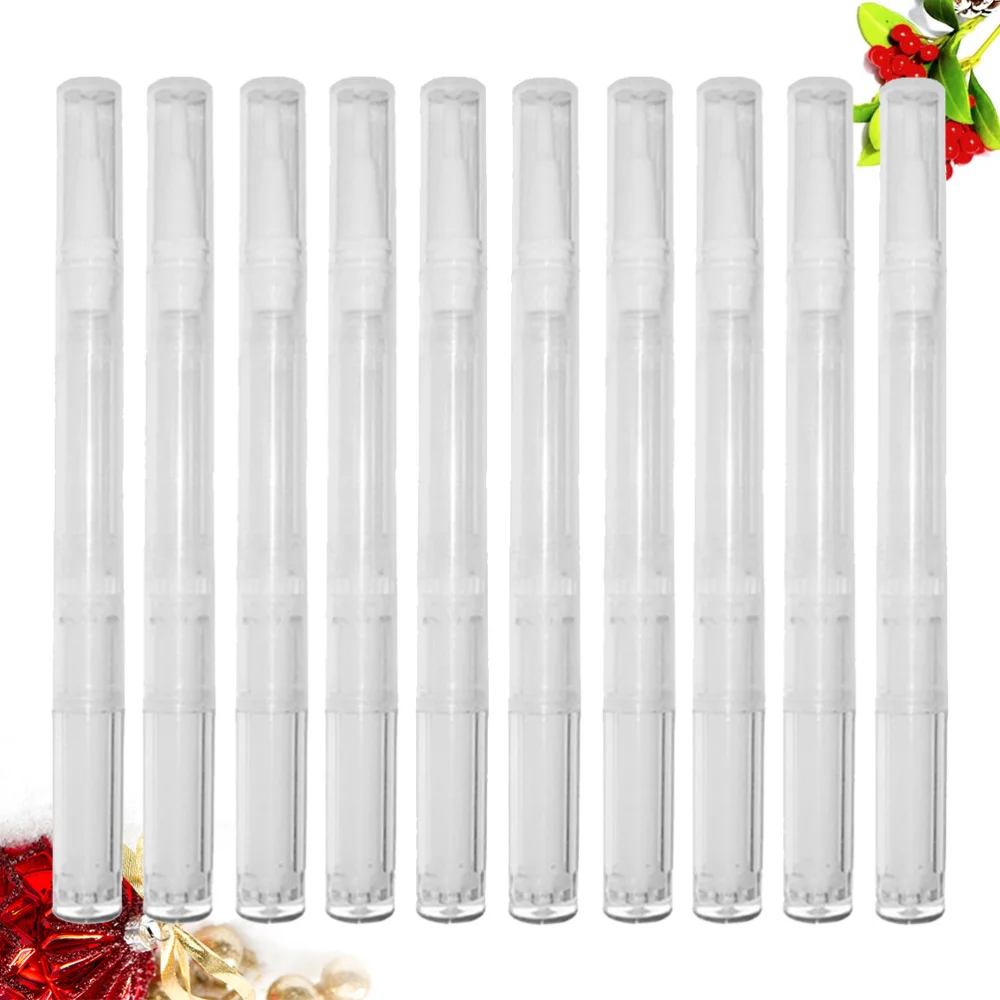 

10pcs Transparent Empty Tubes Rotary Pens Nail Oil Pen with Brush Tip Cosmetic Lip Gloss Container Applicators Eyelash Gro